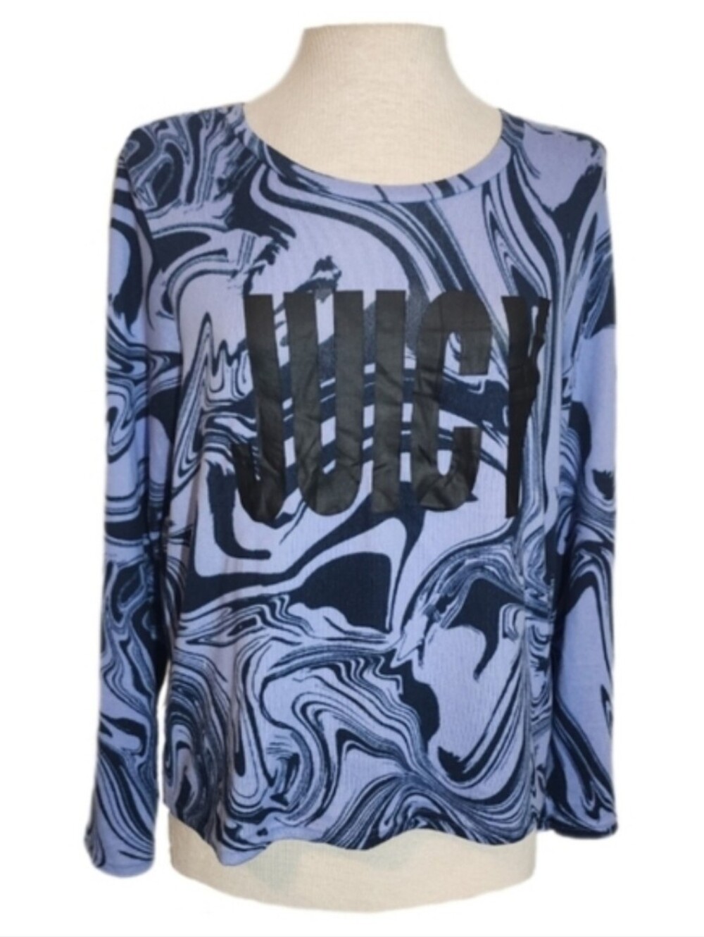 Juicy Couture Shirt Y2k Graphic Long Sleeve Pullover Periwinkle Size L